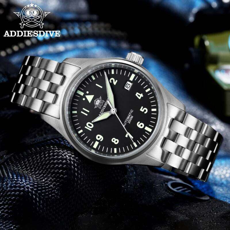 ADDIESDIVE Watches For Men Business Leisure Automatic Mechanical Men's Watch Fluorescent Waterproof NH35A 316L Stainless free shipping
