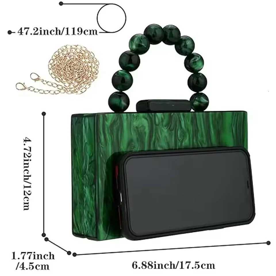Wedding party crossbody bag pearl marble dark green acrylic PVC evening bag womens wallet and handbag beach flap Z250718