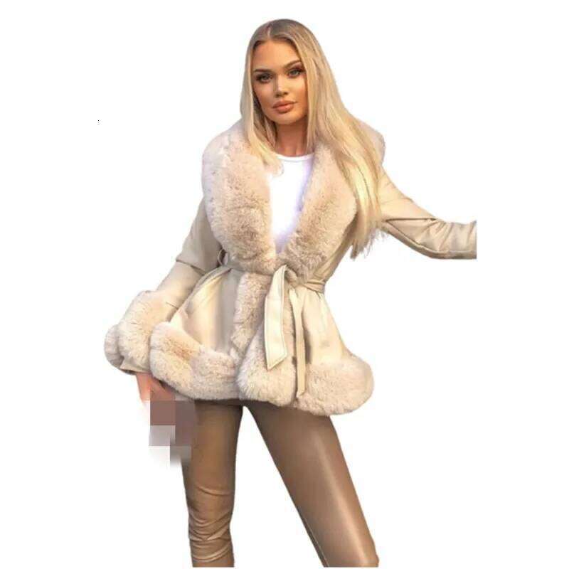 Plus Size Jacket Women Faux Fur Coat Aesthetic Female Clothes Elegant Streetwear Puffer Parka Winter Furry Outerwear