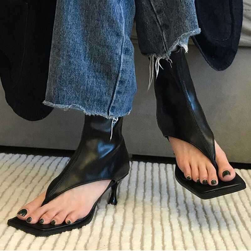 LITTLETON Toe Post Square Sandals for Women High Heel Casual Versatile Stiletto Ankle Boots Summer 2025