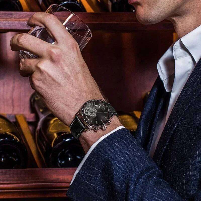free shipping 2024 New Fashion Tiger Watch WOKAI Wristwatches Casual Leather Band Quartz Watches Men Cheap Price Dropshipping Montre