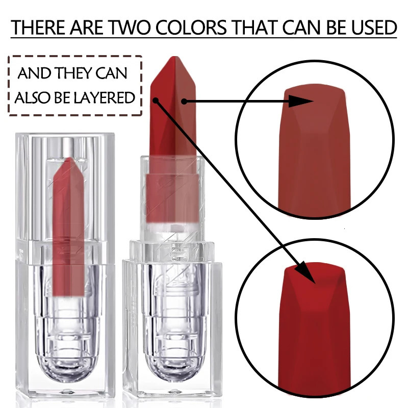 2-Color Matte Lipstick Non-Fading Non-Stick Cup Long-Lasting Velvet Finish Smooth Matte Lip Color Waterproof Smudge-proof 250716