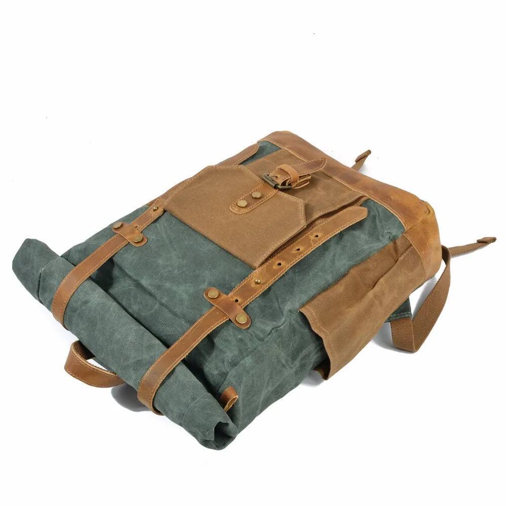 new waxed Canvas for Men school Bag laptop vintage Backpack Women Rucksack Male Knapsack Bagpack mochila feminina 2020 high-quality