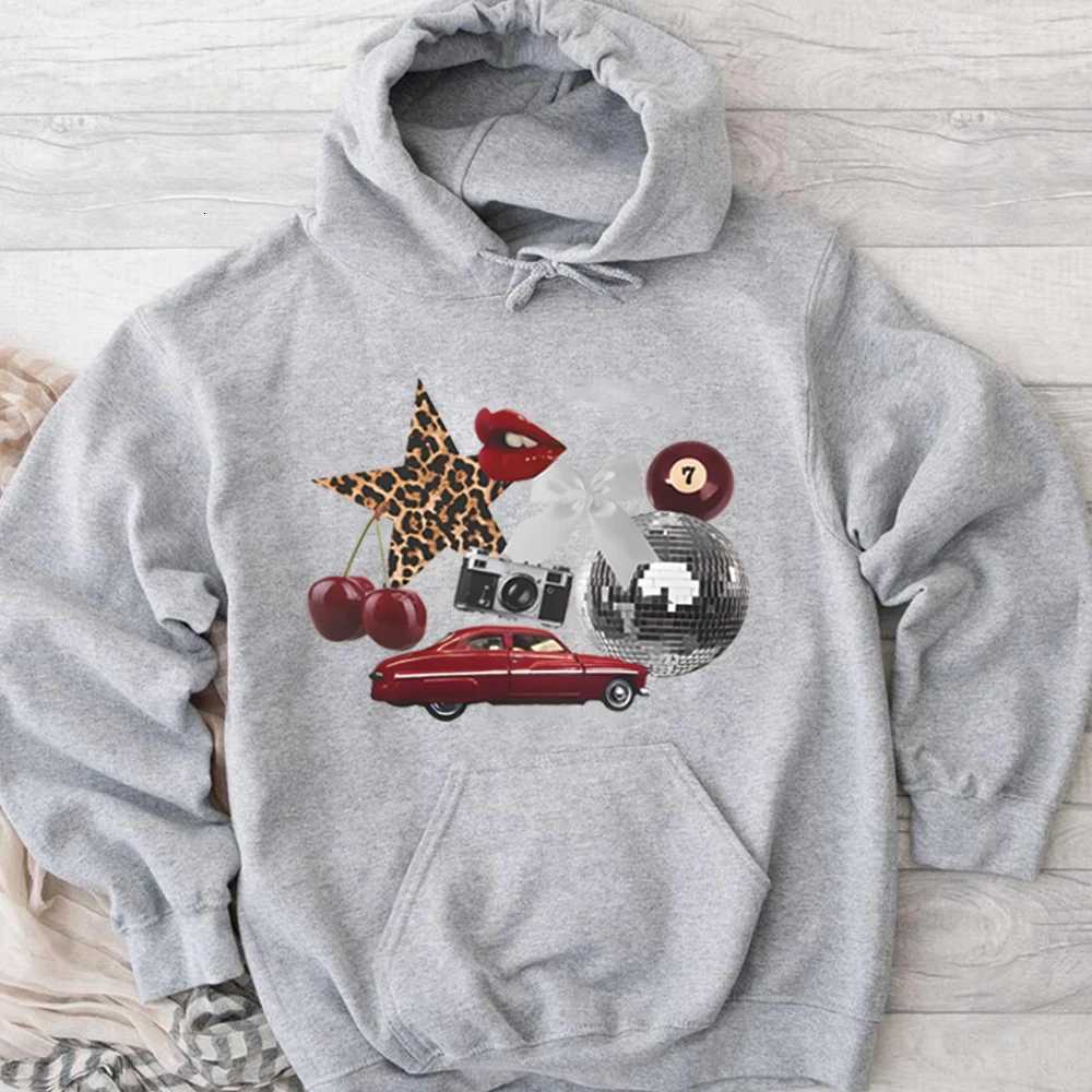 New York Aesthetic Hoodie Leopard Print Star Graphic Sweatshirt Cherry Girl Pullover Streetwear Y2k Women Long Sleeve Hoodies XJ250717