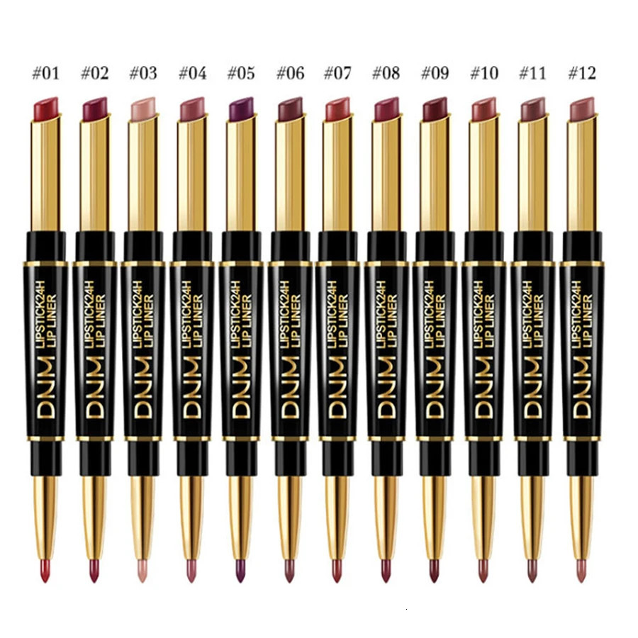 Double-ended Non-stick Cup Long Lasting Lipstick Lip Liner High Pigmented Waterproof Valentines Day Gifts 250716