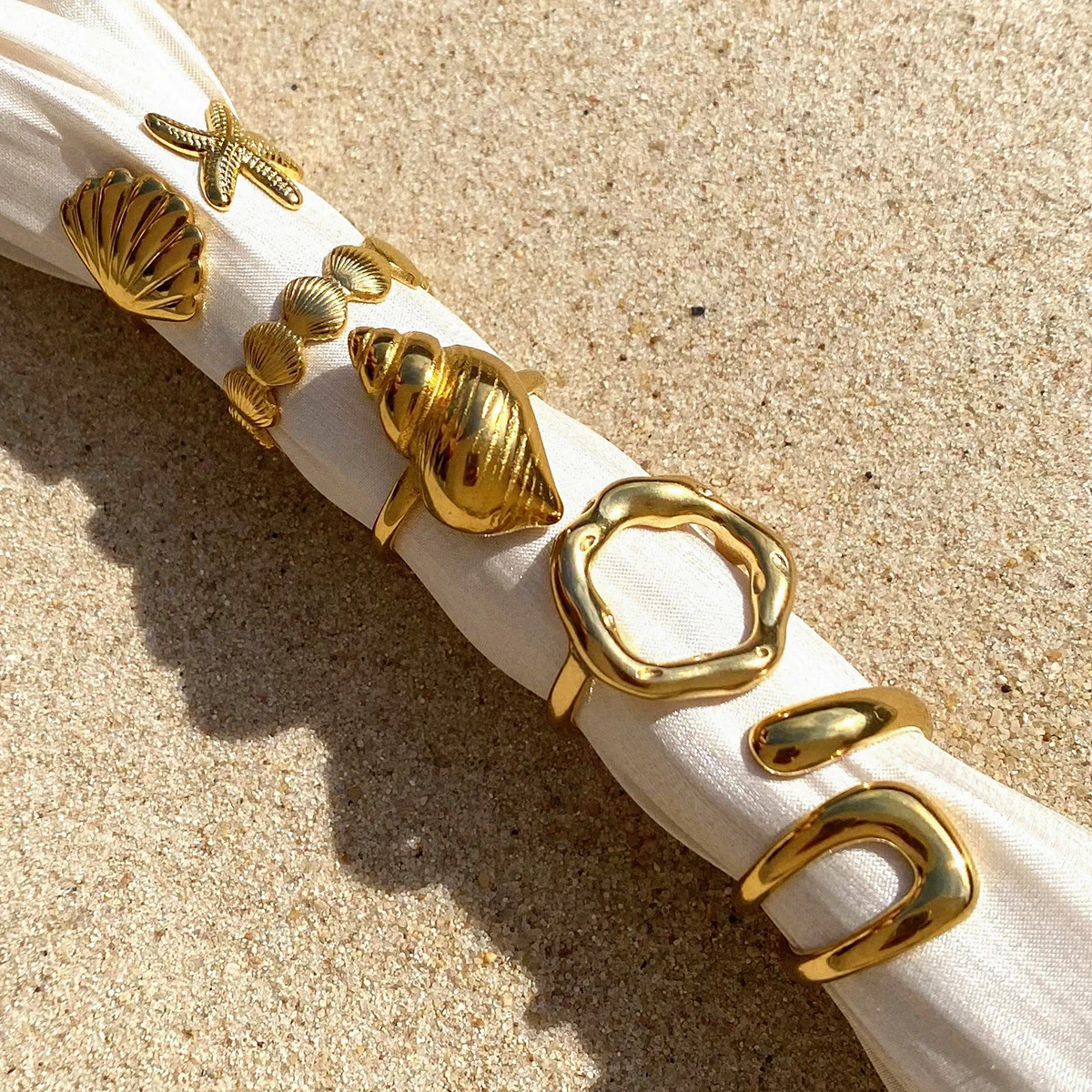 Uworld Top Quality Geometric Wide Stainless Steel Ring 18K Gold Color Waterproof Fashion Minimalist Statement Charm Jewelry Wome 250716