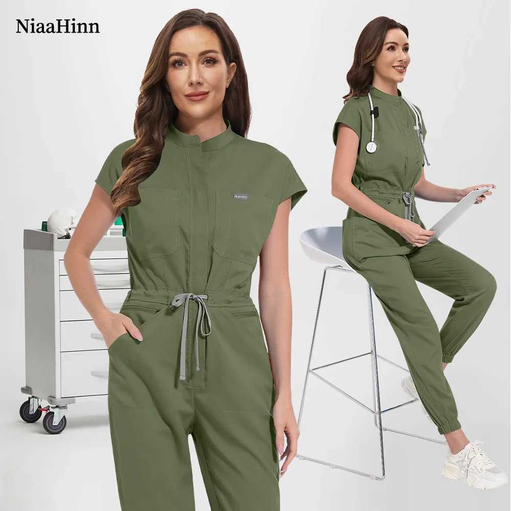 Niaahinn Hospital Nurse Doctor Surgical Gowns Scrub Jumpsuit Multicolour Medical Nursing Scrubs Beauty SPA Uniforms Z250718