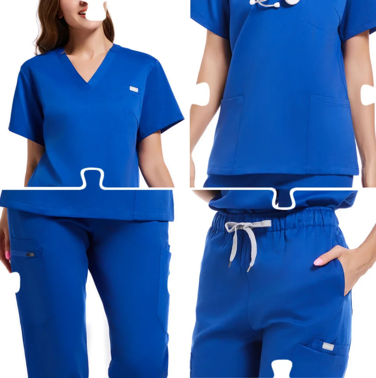 Beauty Salon Workwear Women Short Sleeved Spa Uniforms Dentist Healthcare Nurse Scrubs Tops Doctor Scrub Working Clothes 250715