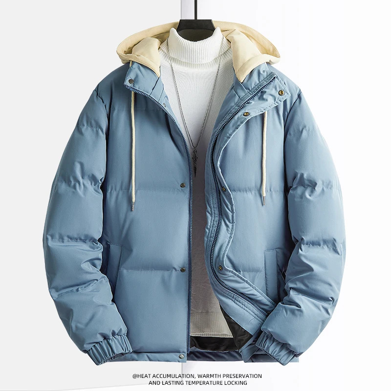 Solid Color Hooded Collar Male Windbreak Cotton Padded Down Jacket Warm Thick Men Parka Winter Casual Mens Outwear Parkas 250716