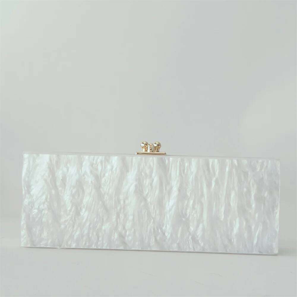 Pearl White Name Letter Hello Acrylic Bags Evening Wedding Clutch Long Purse Women Fashion Party Shoulder Bag