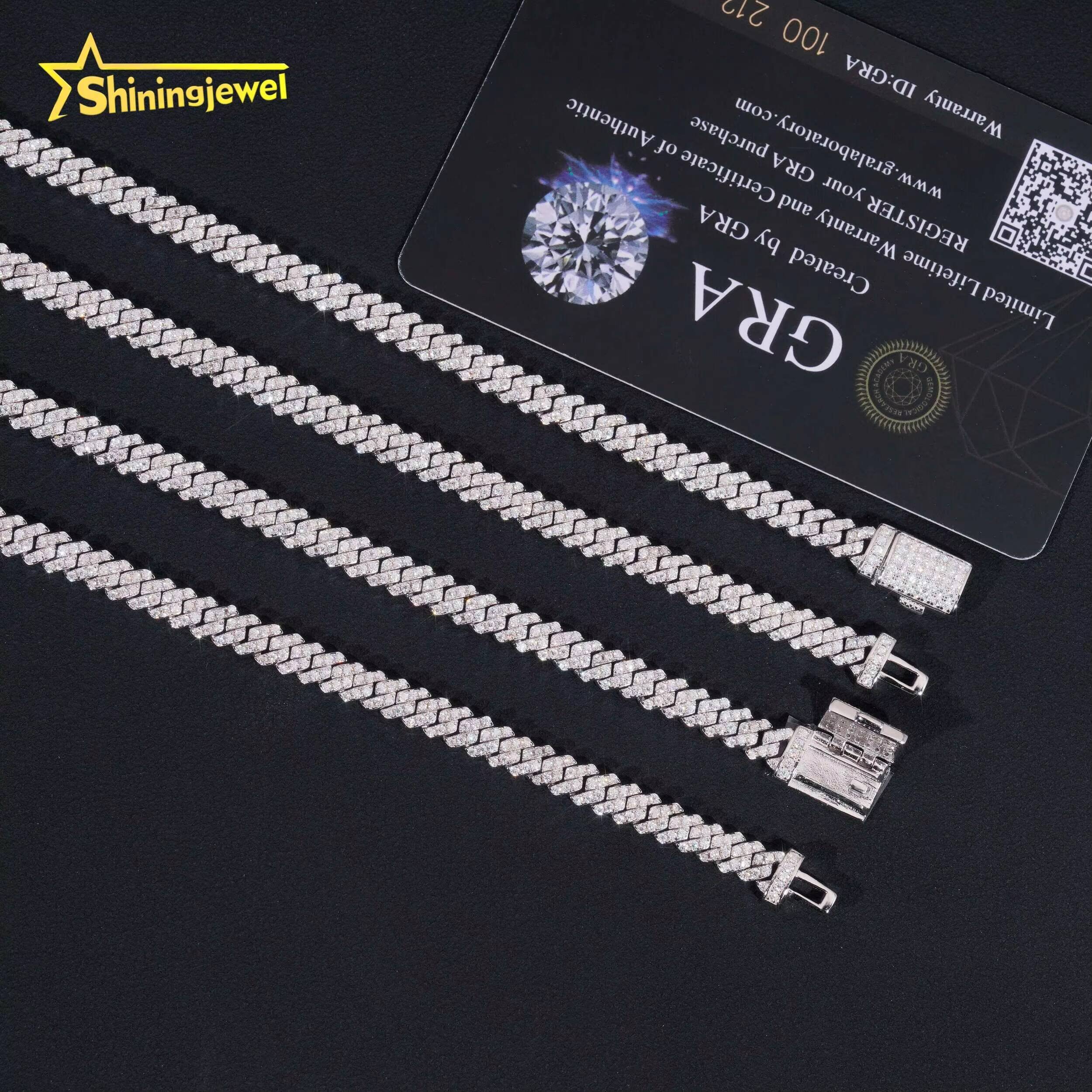 Hip Hop Necklace 5mm Iced Out Moissanite Cuban Link Chain S925 Gold Plated Pass Diamond Test VVS Moissanite Diamond Chain