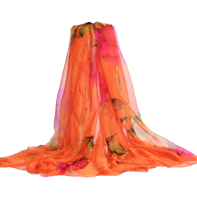 K1392 2025 Spring and Summer New Super Large Beach Towel Women Chiffon Sunscreen Shawl European and American Versatile Long Silk Scarf