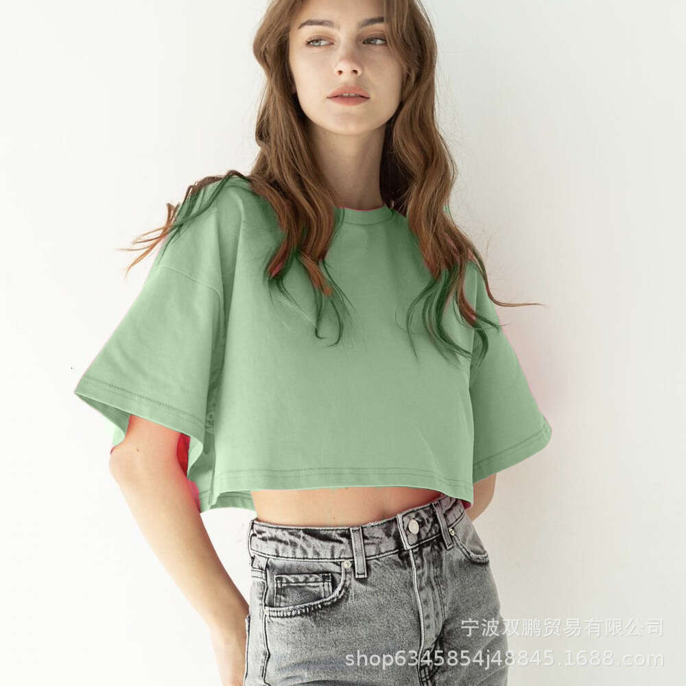 Spring Summer New Solid Color T-Shirt Women Y2k Pure Cotton Short Sleeve Top Hot Girl Style B5