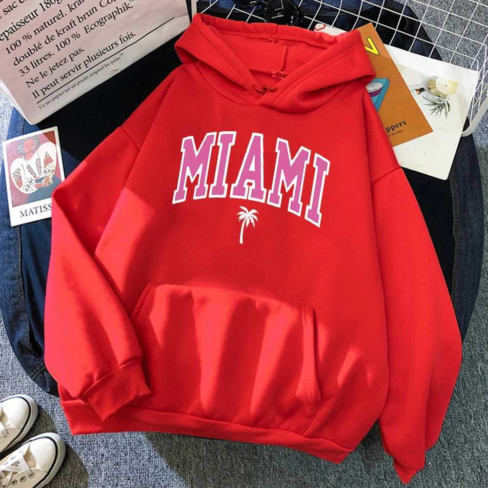 Miami Beach Florida USA Street Womens Hoodie Street Loose Hoodies Breathable Fce Streetwear Casual Fce Fe Clothing XJ250717