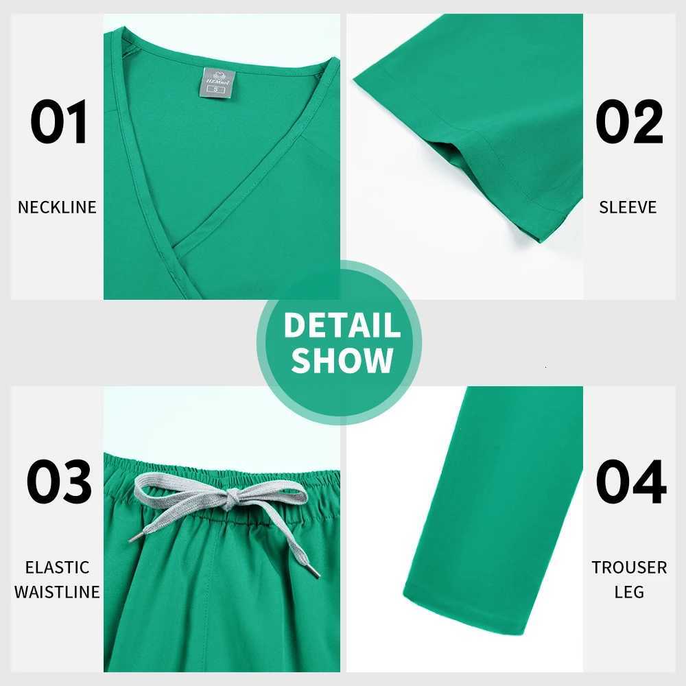 Wholesale Pet Grooming Working Clothes Work Suit Short Sleeved Scrub Costume Women Solid Color Pharmacy Nursing Uniform Summer Z250718