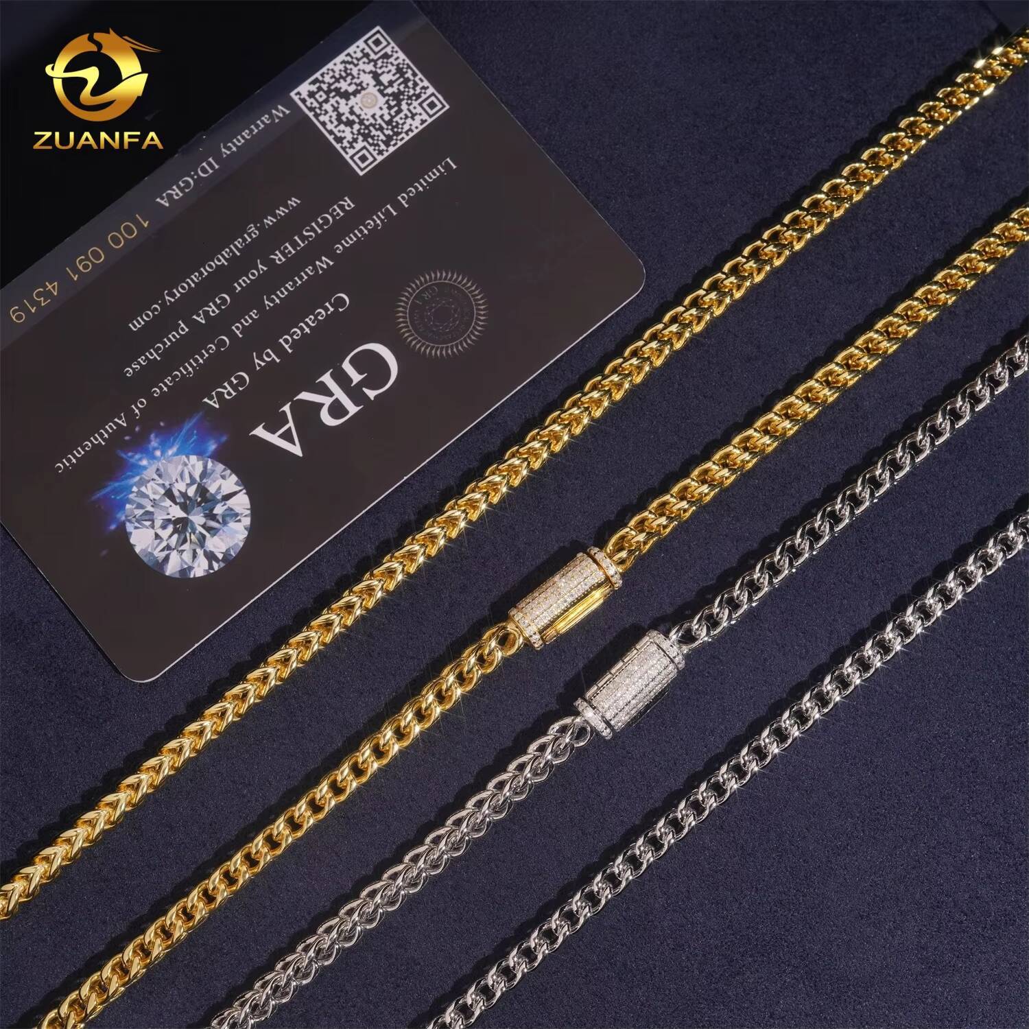 Wholesale Price 4mm 6mm Hip Hop Necklace Jewelry Iced Out Diamond Clasp Stainless Steel VVS Moissanite Rope Chain Bracelet