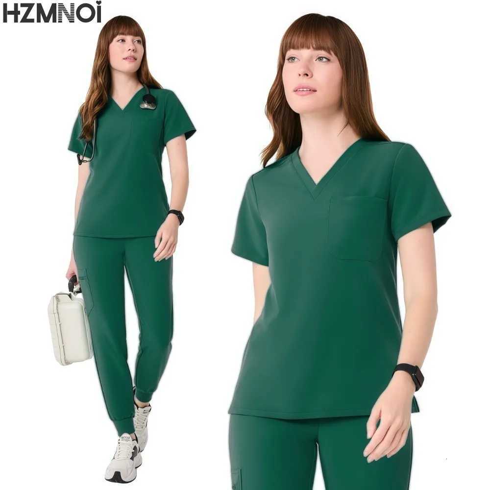 Two-piece Scrubs Oversize Medic Care Uniform Scrub Anti Wrinkle Stretch Fabric Hospital Uniform Nursing Medical Scrub Set Z250718