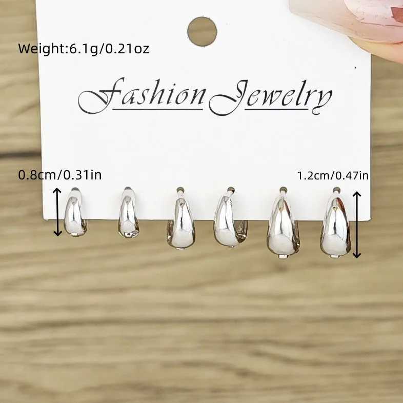 Minimalist and versatile geometric earring set for mens new high-end metal C-shaped earring combination X250718