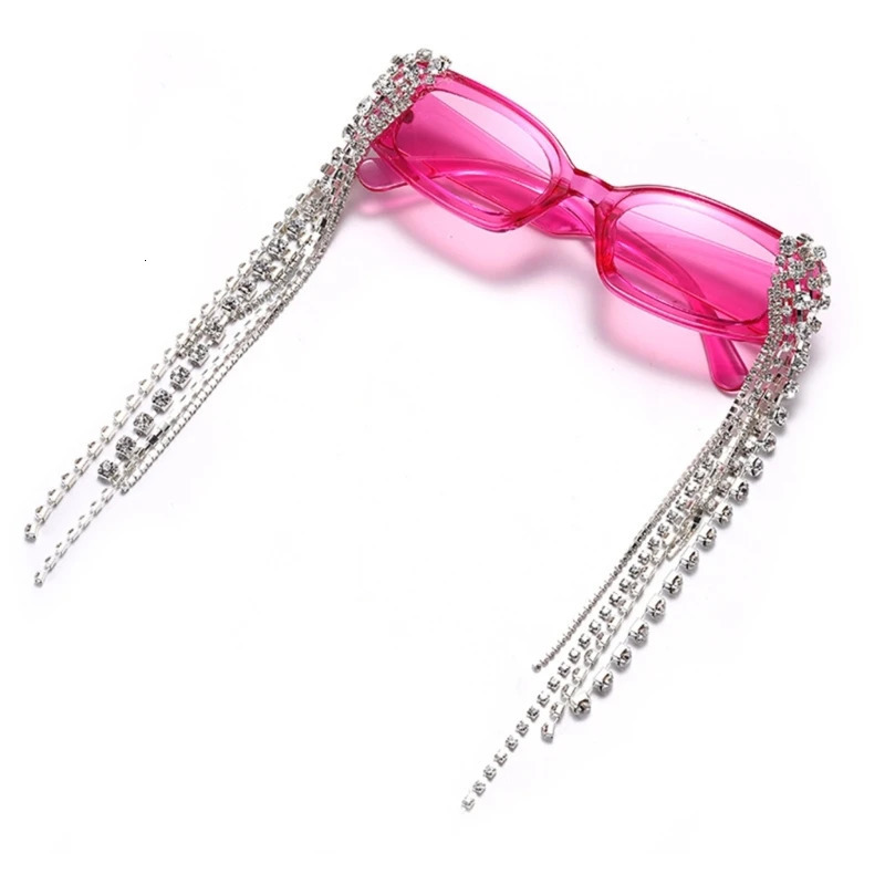 Rhinestones Tassel Sunglasses Crystal Sunglasses Y2k Anti- Po Beach 250712
