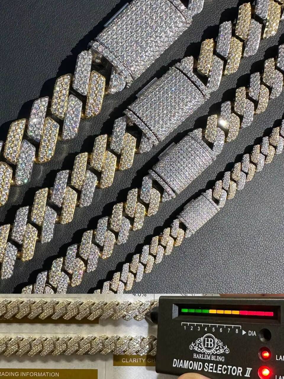 Bling Hiphop 12mm Cuban Link Chain Vvs Men Iced Cuban Necklace 925 Silver Moissanite Cuban Chain