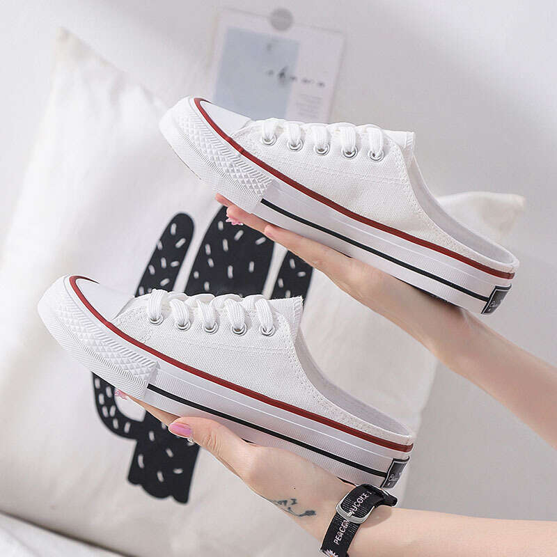 Women's Spring Summer 2024 Canvas Classic Casual Half Slippers Lazy Free shipping Sneakers Ins Style Shoes