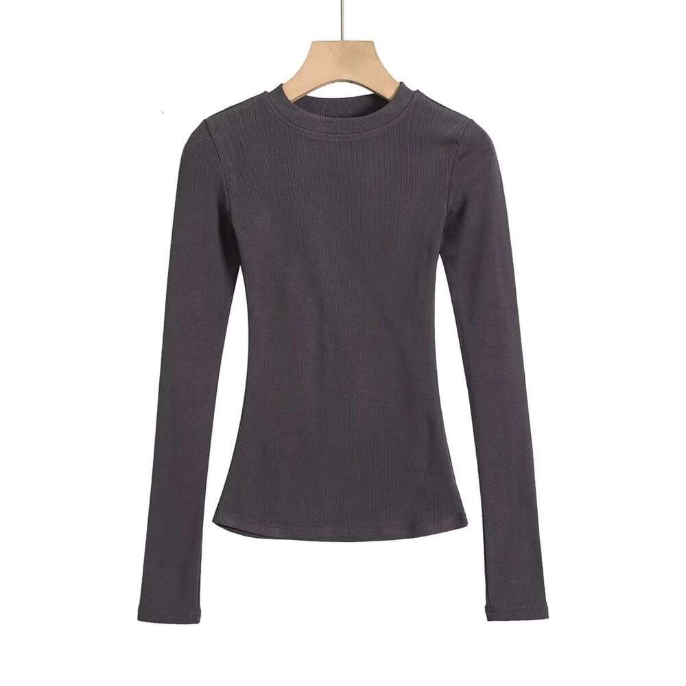 Kardashian Style Hot Girl Sexy Basic Base Shirt Tight T-Shirt Women Long Sleeve Round Neck Slim Top Ins B5