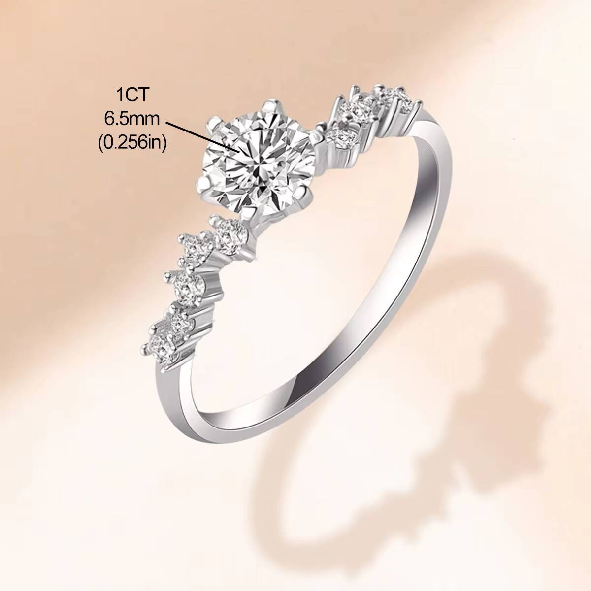 Luxury Jewelry Radiant Six-prong Star-studded Ring Moissanite Engagement Rings 925 Sterling Silver 1ct Ct for Women
