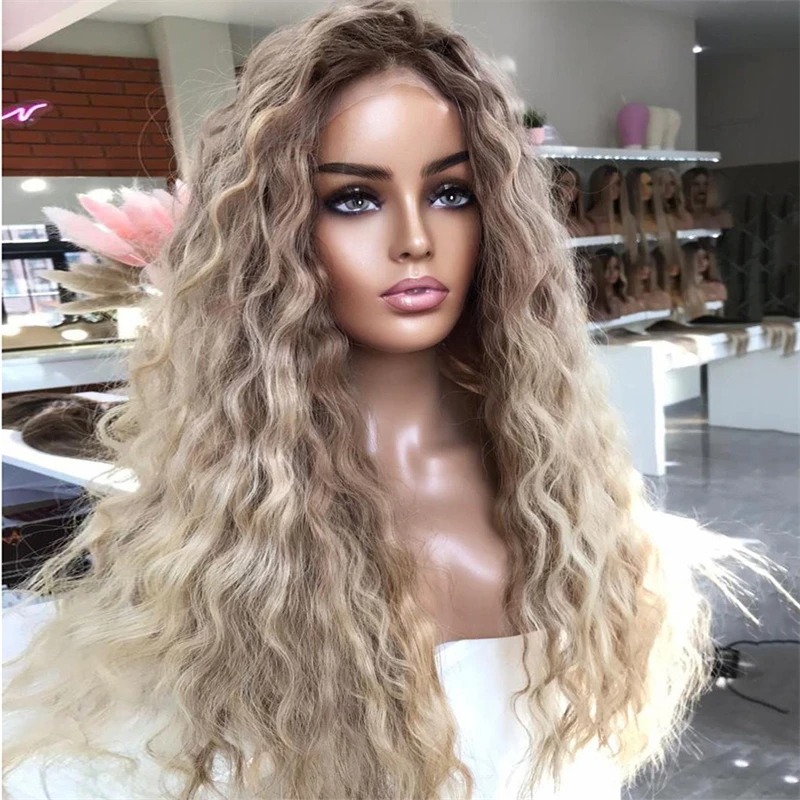 Ombre Ash Blonde 13x6 Hd Lace Frontal Wigs Loose Deep Wave Wigs Wear And Go Curly Wig Human Hair Water Wave 13x4 Lace Front Wig Synthetic