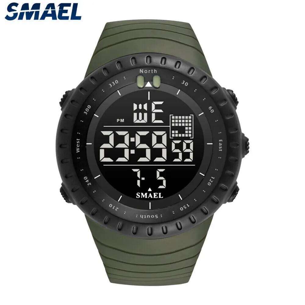 free shipping SMAEL Brand Men Electronics Outdoor Sports Waterproof Big Dial Digital LED Alarm Digital-watch 1237 Sport Watch free s free shipping