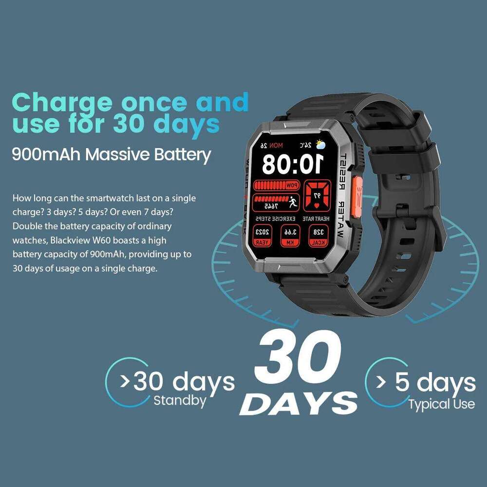 Blackview W60 2024 New Smartwatch 2.01'' HD Display TFT Red Smart Watch for Outdoor With Emergency Lighting Bluetooth Calling free shipping