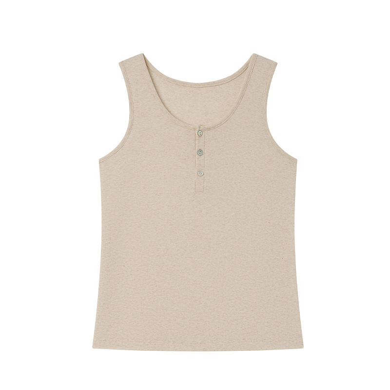 Spring Summer Solid Color Lyocell Camisole for Women 2025 New Tencel Linen Button Vest Skin-Friendly Inner Layer Base Shirt 240516