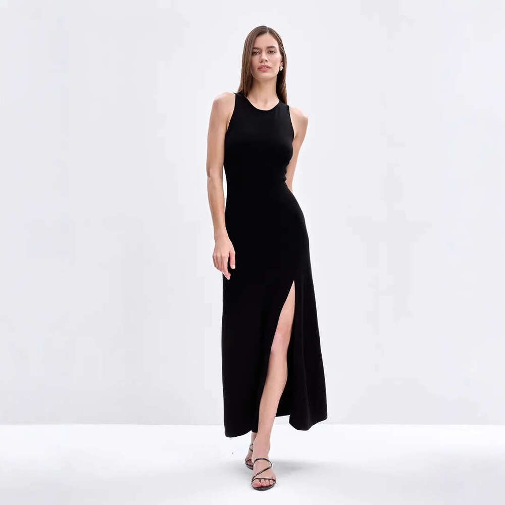 Autumn Winter Style Vest Sweater Elegant Versatile Slit Tight Long Dress Ins B5