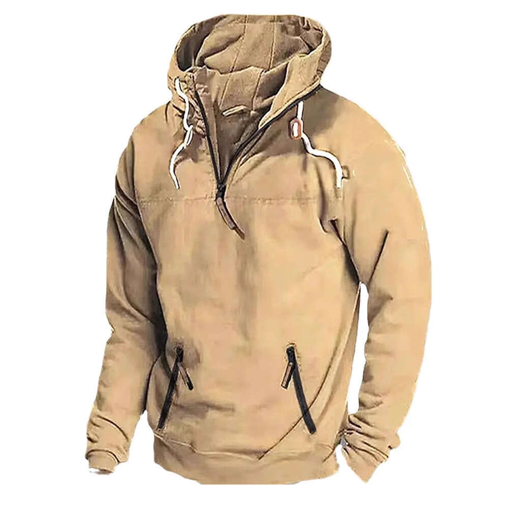 Autumn Winter New Men's Zipper Multi Pocket Hooded Youth Sports Pullover Loose Sweatshirt Jacket B5