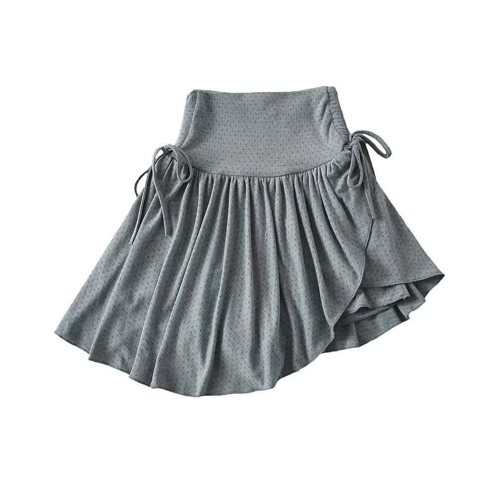 Puffy Half For Women With Drawstring, Pleated A-Line Short Pants, High Waist, Anti-Exposure, Irregular Skirt B5