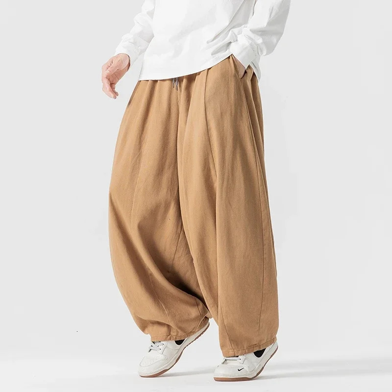 Men Casual Pants Fall Japanese Styles Loose Vintage Warm Mens Lantern Pants Male Oversize Fashion Wide Leg Trousers Streetwear 250715