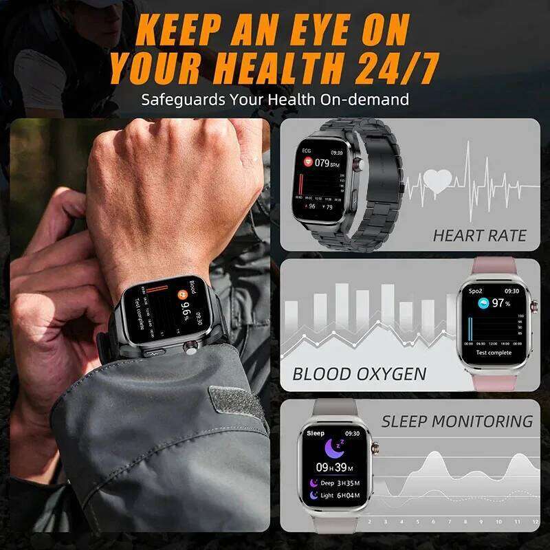 2025 New ECG+PPG Accurate Measure Heart Rate Smart Watch Men Blood Pressure Lipids Uric Acid Bluetooth Call Health Smartwatches free shipping