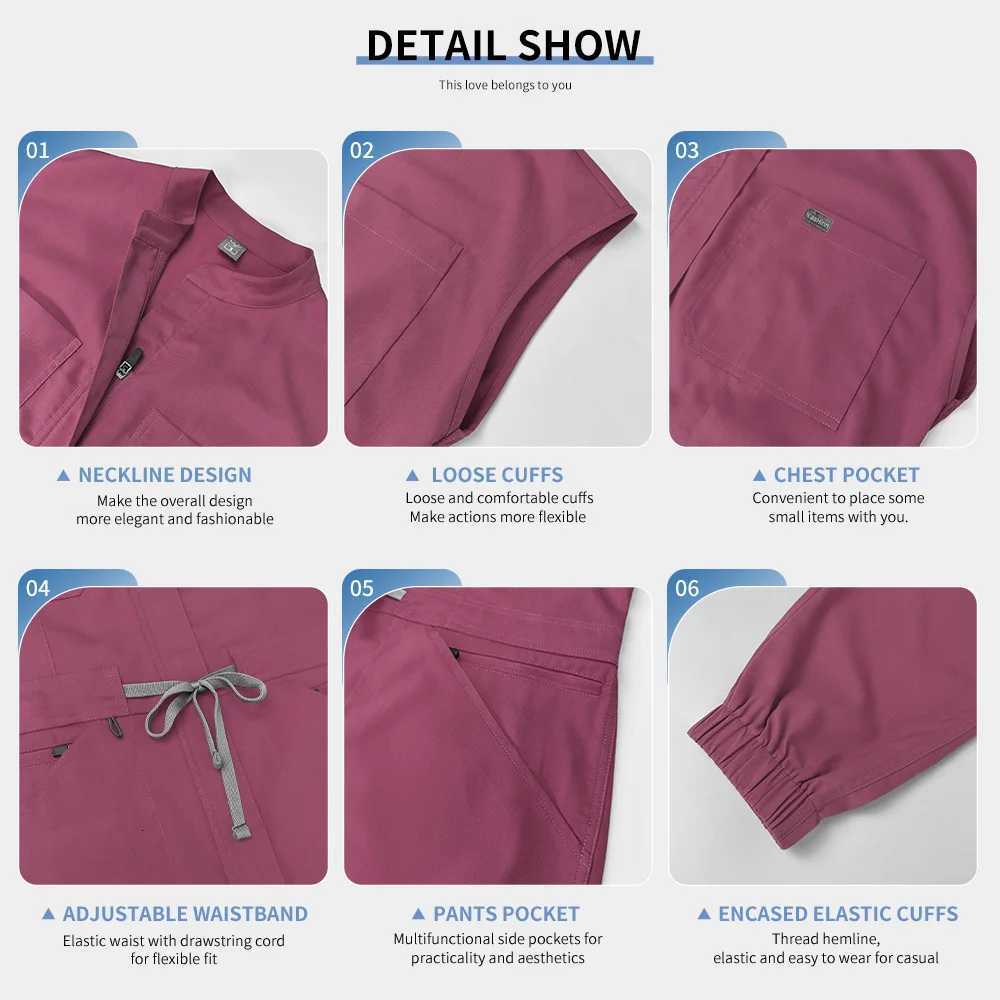 Multicolor Scrub Uniform Women Pet Clinic Doctor Jumpsuit Medical Surgery Workwear Scrub Set Short Sleeve Nursing Uniform XS-XXL Z250718