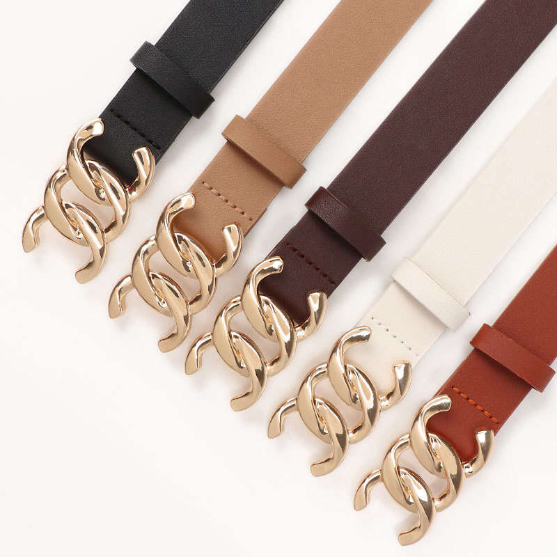 High-end Commuting Style Women's Versatile Coat Jeans Decorative Melard Alloy Plate Buckle Waist Belt for Women