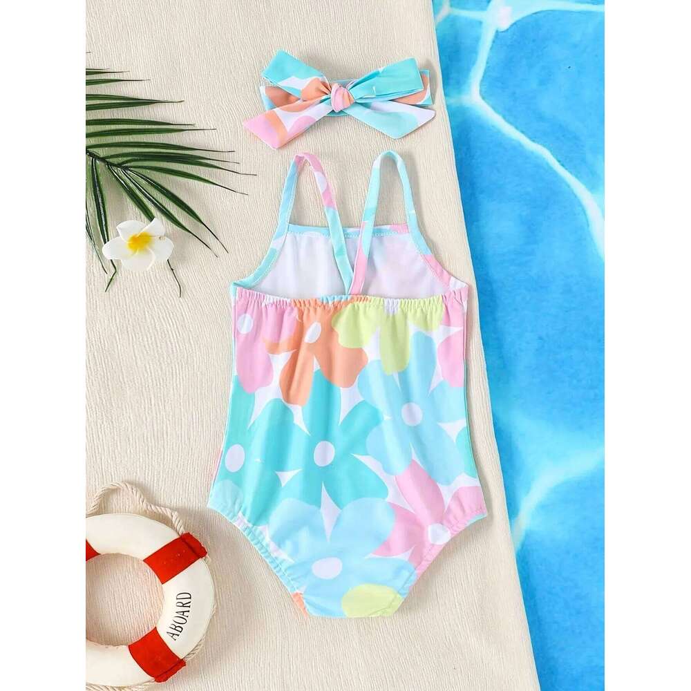 Summer Cute Baby One-Piece With 2-Piece Swimming Pool One-piece Swimsuit For Newborn Girls