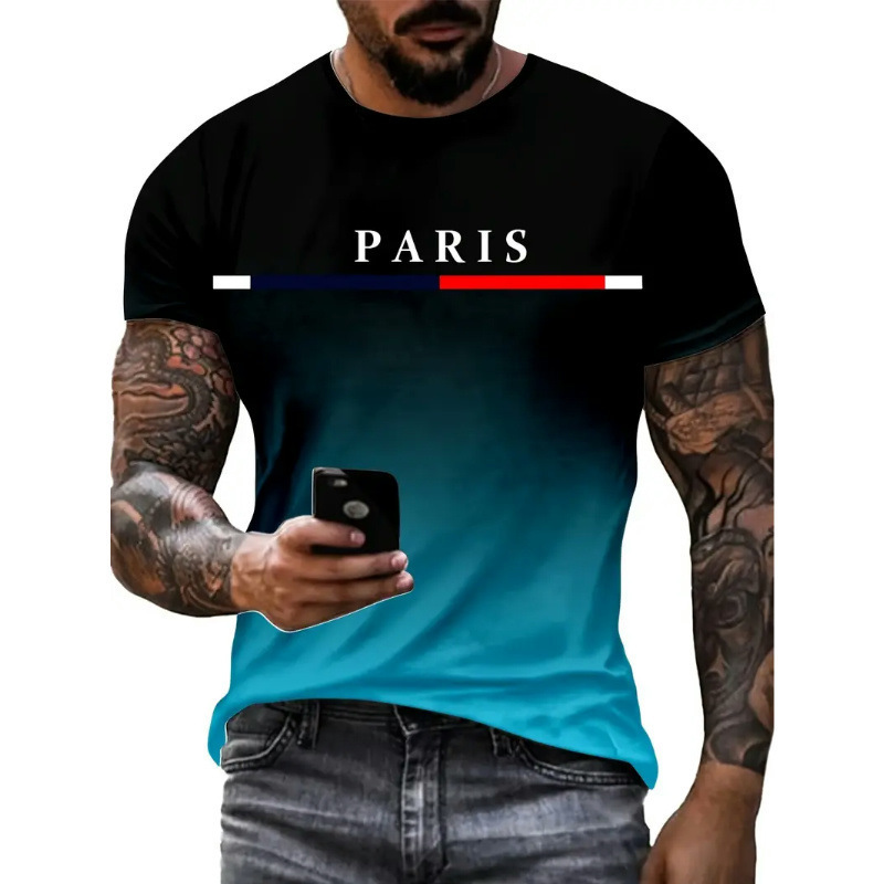 Men's T Shirts 3D digital printed short sleeved T-shirt with European and American casual trendy pattern round neck men's short sleeved