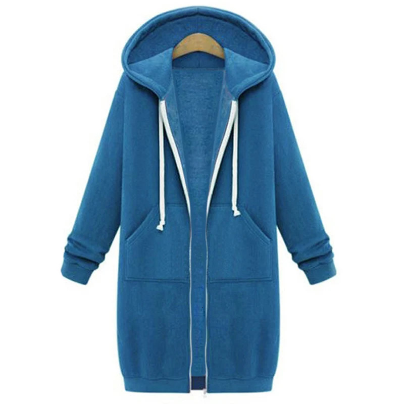 Womens Autumn Winter ThickenHoodies Parkas Loose Hooded Jackets Zipper Pocket Maxi Size Sweatshirt Sports Dresses Outwear 250717