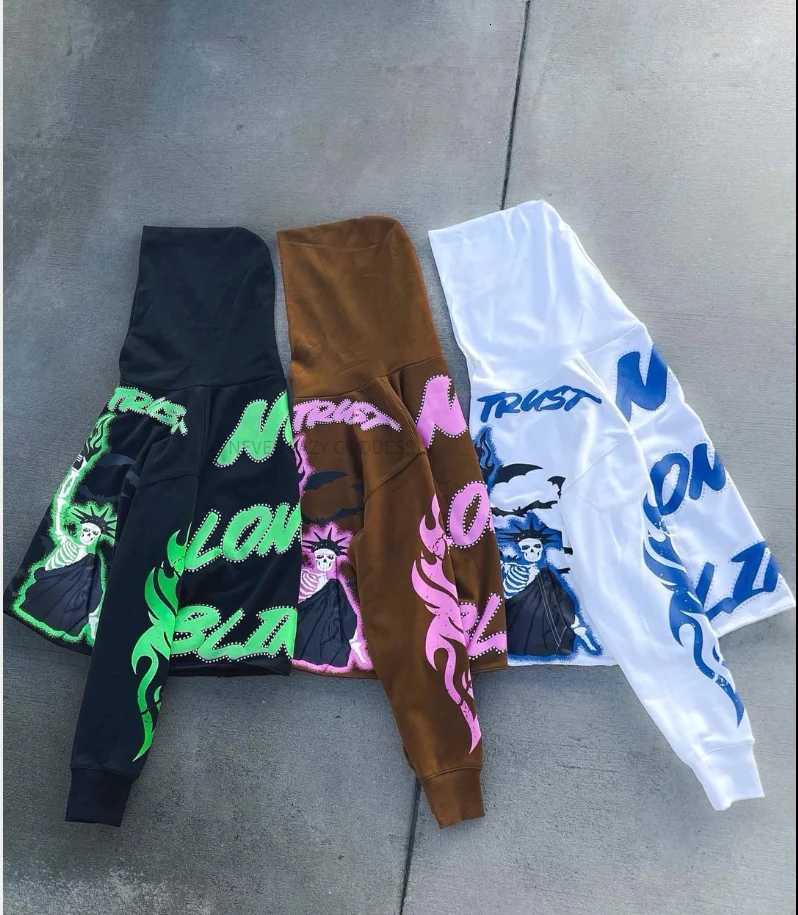 2023 New Fashion Brand Cardigan Jacket Tops Streetwear Y2K Large Letters Printed Zippered Hoodie Harajuku Hip Hop for Men and Women X250718