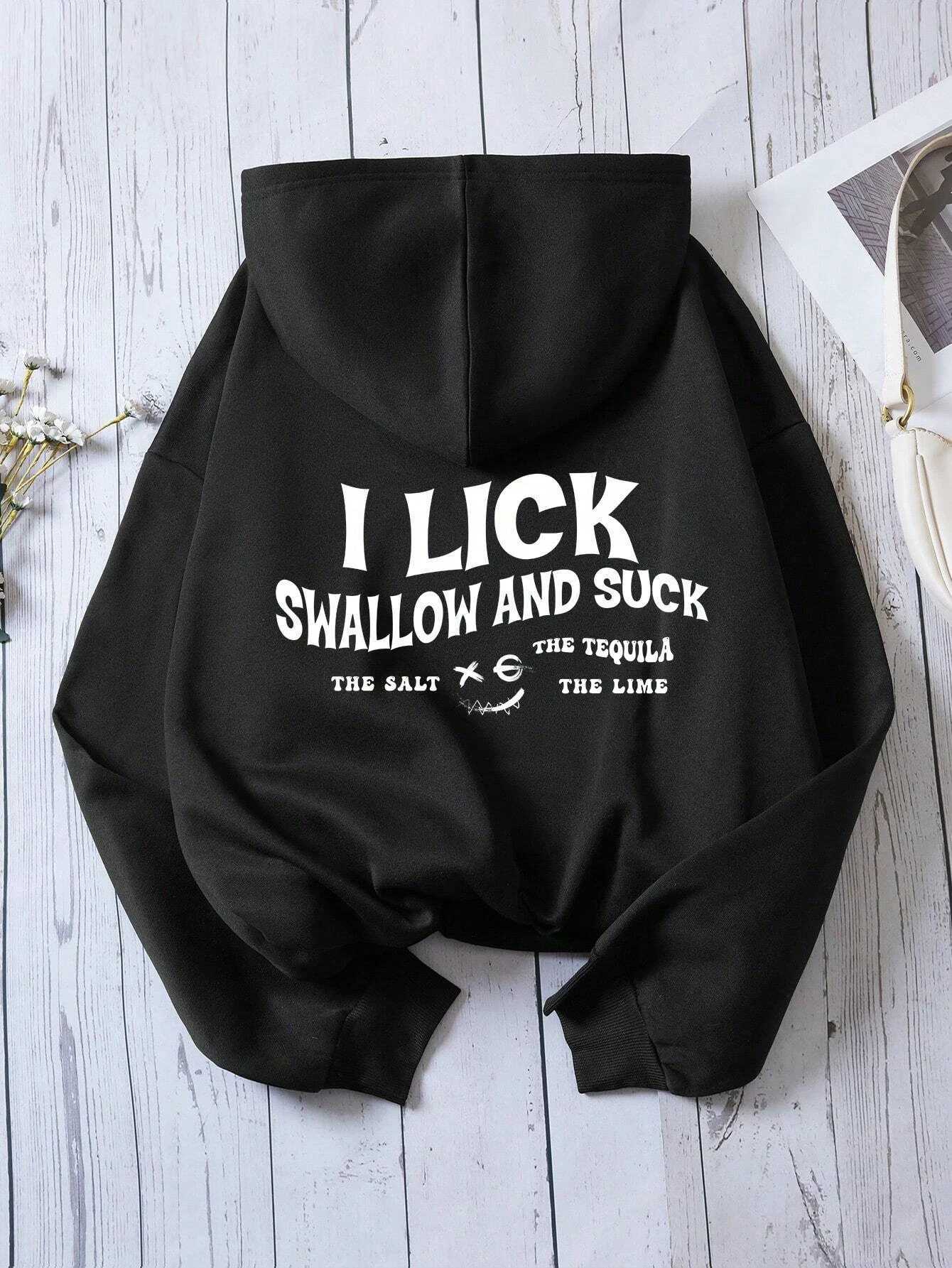 1 Lick Swallow And Suck Letter Print Women Hoodies Harajuku Crewneck Hoodie Fashion Oversize Hoody Autumn Comfortable Tracksuit XJ250717