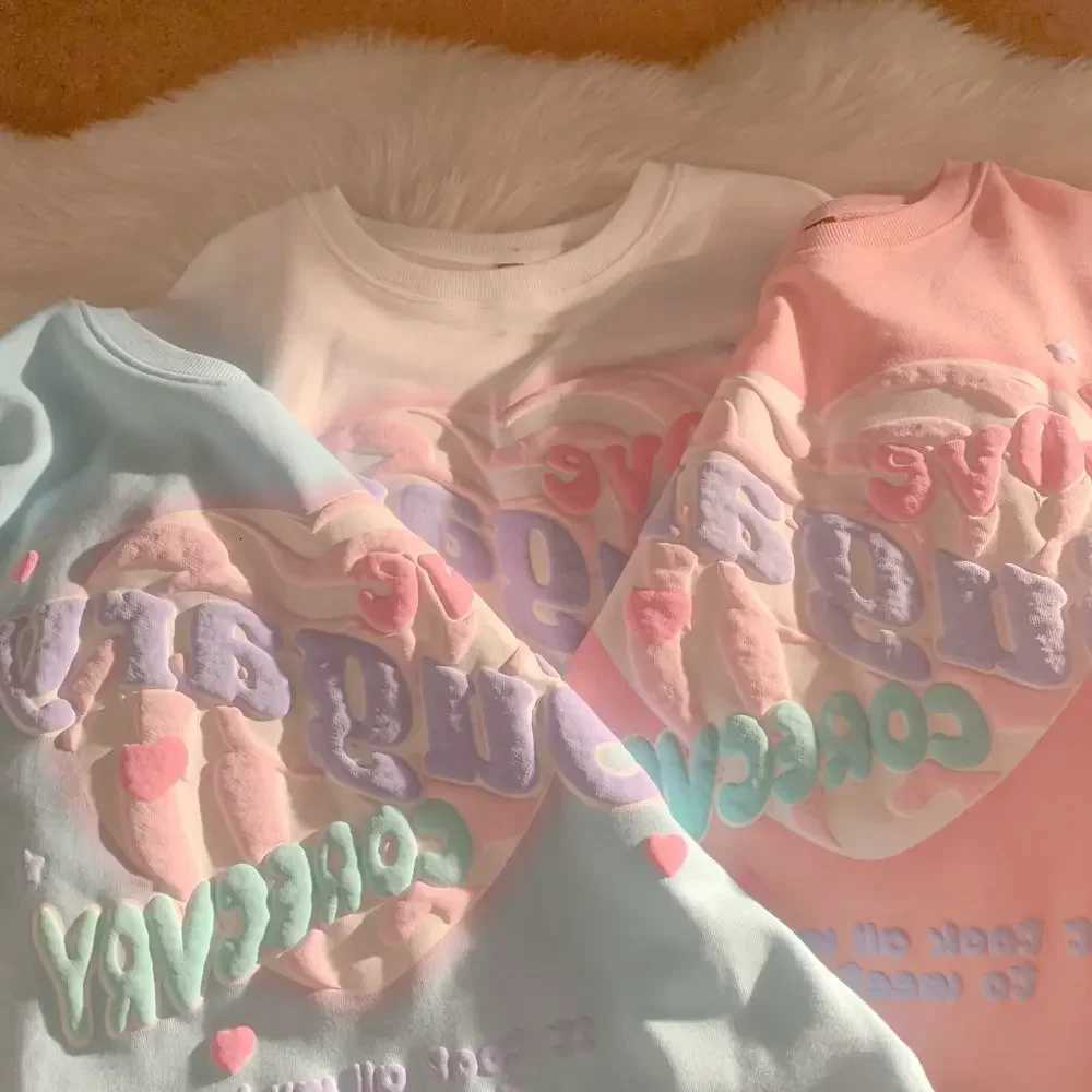 Oversized Crewneck Sweatshirt Women Spring Autumn New Thin Letter Print Hoodie Fe Korean Style Loose Chic Long Sweatshirt Tops XJ250717