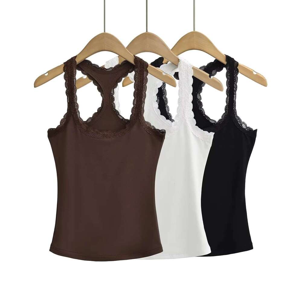 Sweet Cool Lace Trim Camisole Vest For Women Summer Inner Wear Racerback Pure Desire Hot Girl Short Slim Top B5