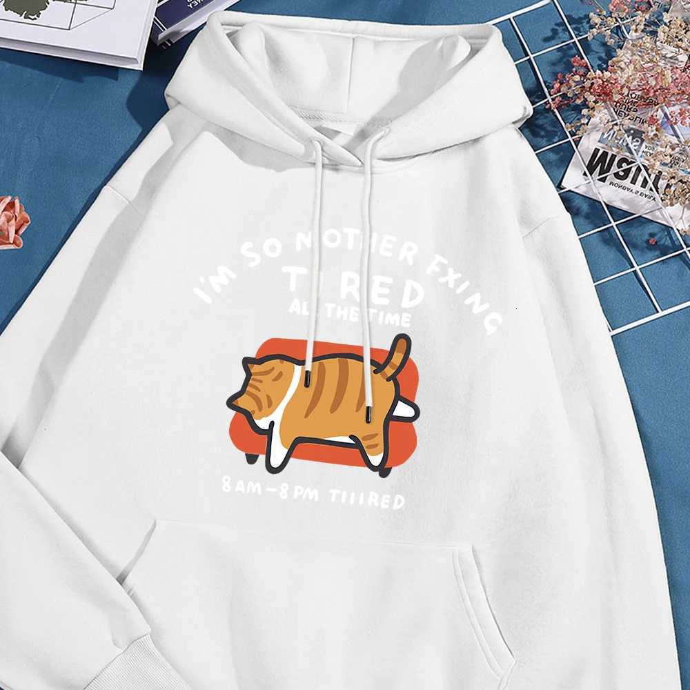 Orange Cat Lying On The Sofa White Printing Women Hooded Leisure Oversized Sport Shirts Sporty Simple Hoodies Versatile Clothes XJ250717