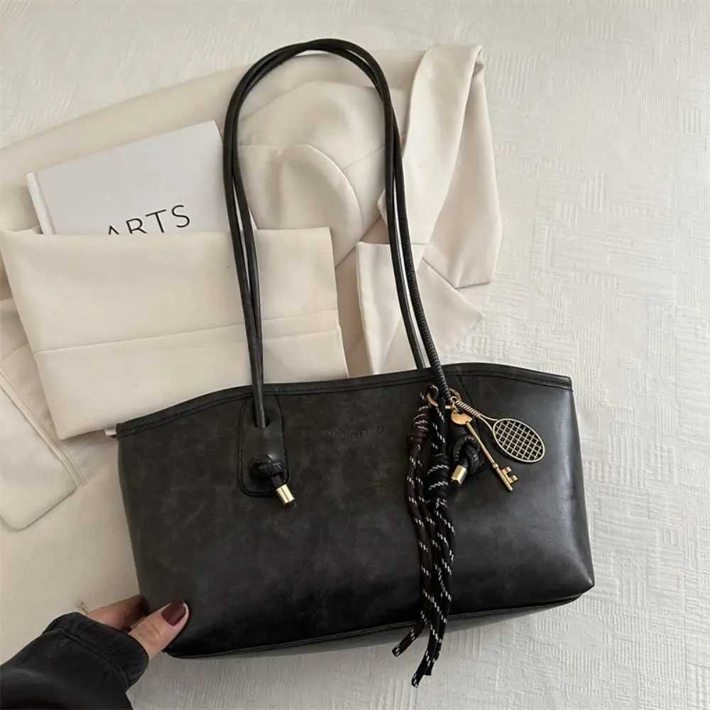 2K Trend Large Capacity Work Shoulder Bag Solid Color Simple Lady Handbags PU Leather Tote Bag Wen Fem Y250718