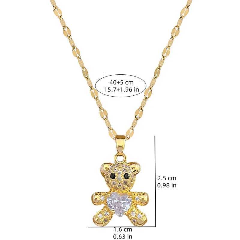 Fashion Charm Micro Inlay Love Bear Stainless Steel Necklace Earrings Set Accessories Gorgeous Girls Party Gift X250718