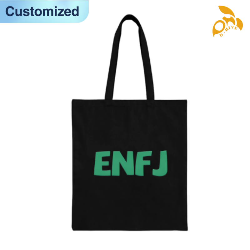 Free shipping trendy designers customize lightweight and high-quality black full-print canvas tote DIY bags
