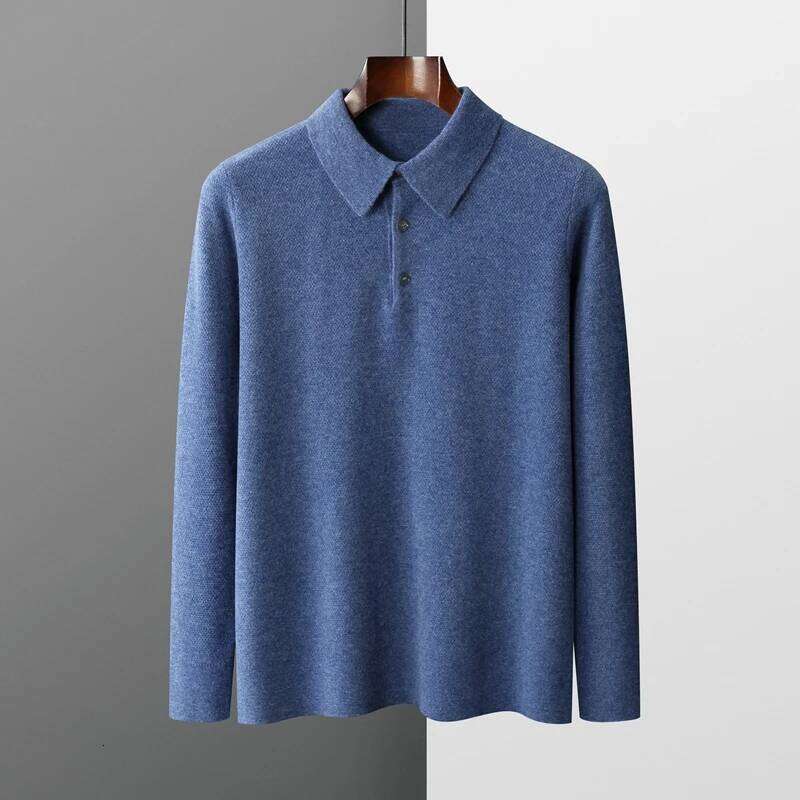 2024 Spring Autumn New Cashmere Men's Sweater POLO Neck Long Sleeve Pullover Knitwear Casual Youth Base Men Clothing Shirt